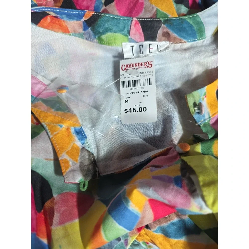 TCEC Women's Colorful Tiered Dress Woth Slip Fuchsia M NWT - Picture 4 of 9
